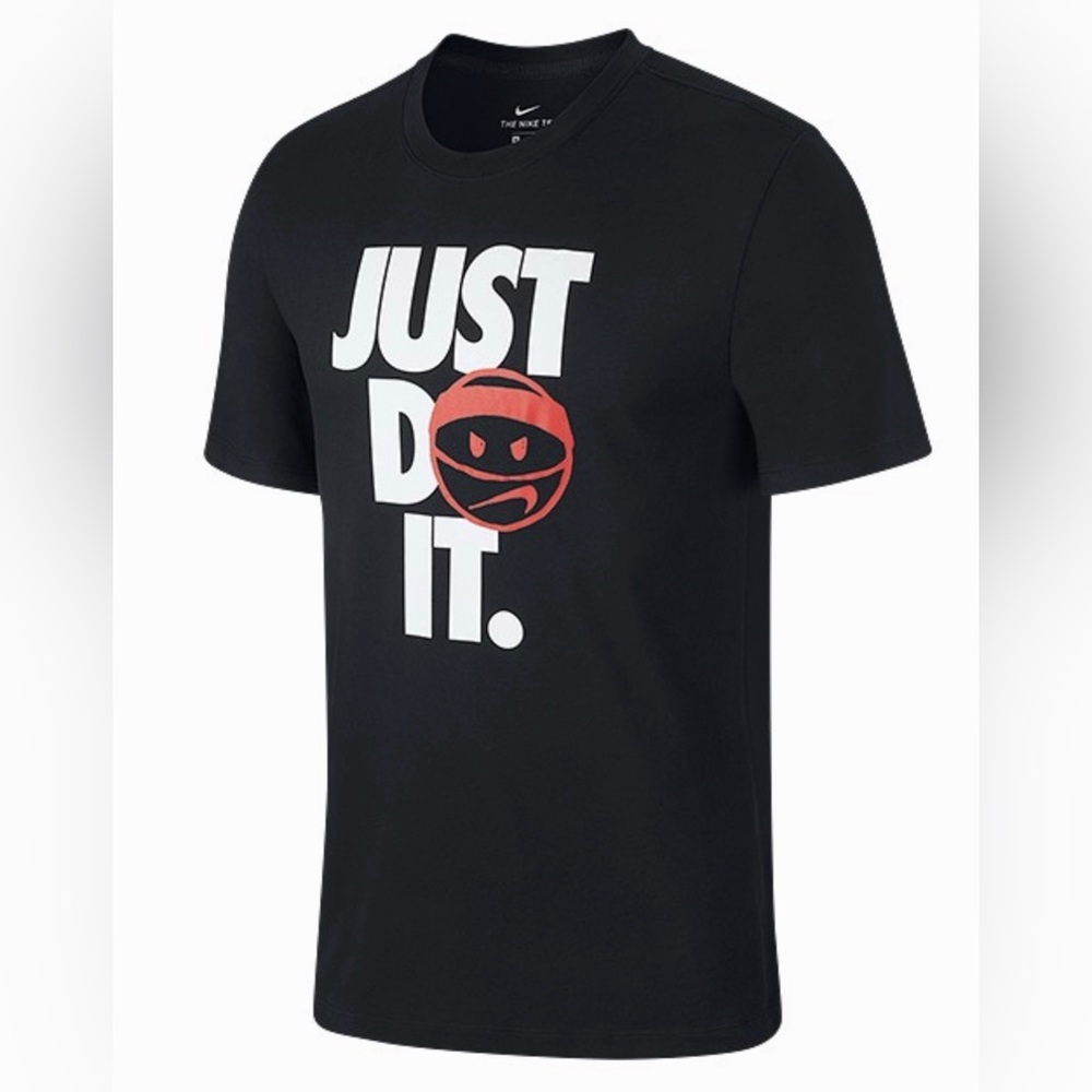 Nike Men's Black Tee with Bold Red and White Design